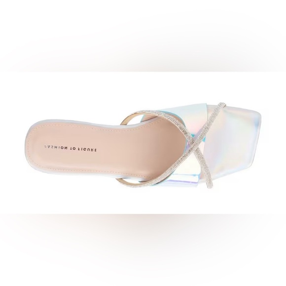 Fashion To Figure Sylvie Silver Holographic Iridescent Rhinestone Sandals 7 - Picture 8 of 16